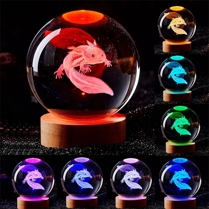 3D Axolotl Laser Engraved Crys - Floating Nightstand With Led Light recension och pris