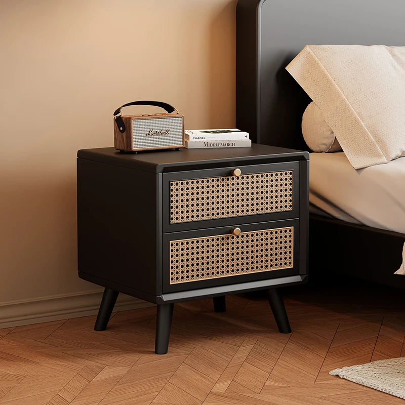 Solid Wood Nightstand with Wov - Solid Wood Nightstand 2 Drawers recension och pris