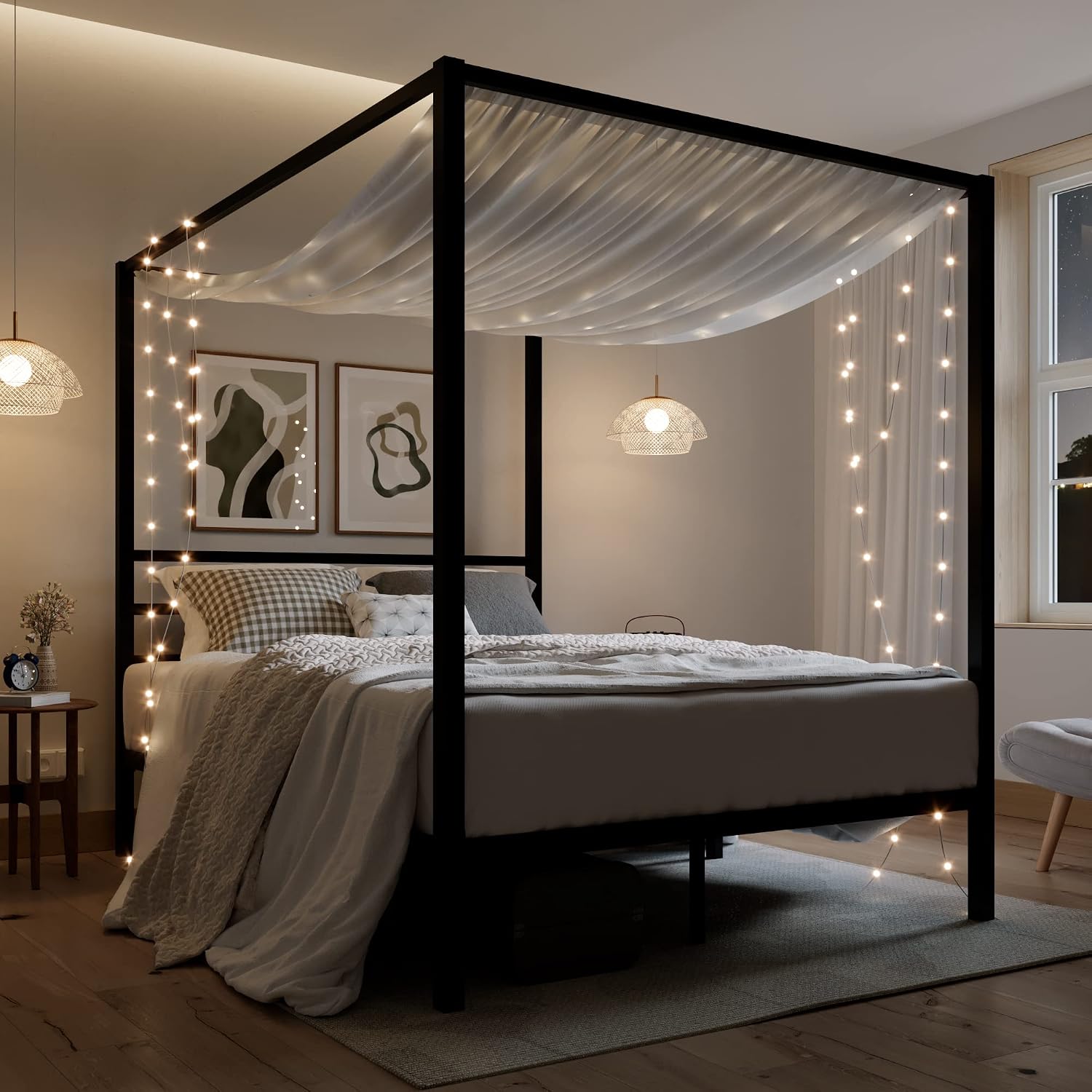 Queen Size Metal Canopy Bed Fr - Canopy Bed Frame Metal Queen recension och pris