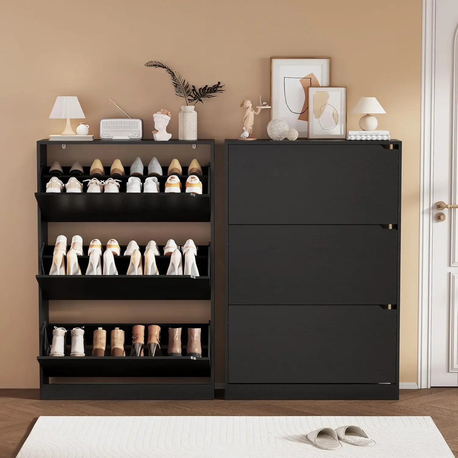 Shoe Storage Cabinet, Wood Sho - Shoe Rack Cabinet Narrow Entryway recension och pris