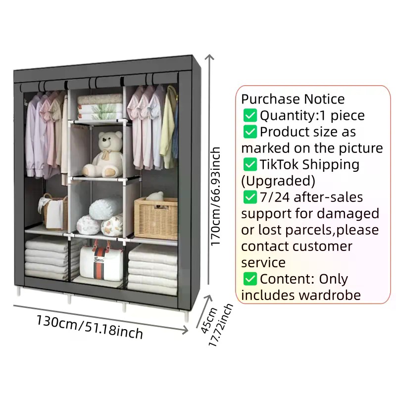 64-in Portable Covered Non-Wov - Wardrobe Closet Portable Fabric Cover recension och pris