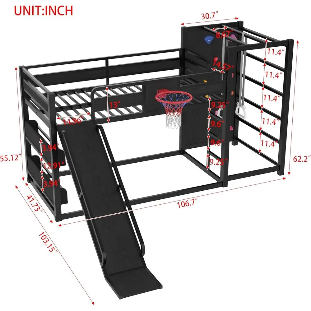 Twin Metal Bunk Bed with Baske - Bunk Bed With Stairs And Slide recension och pris