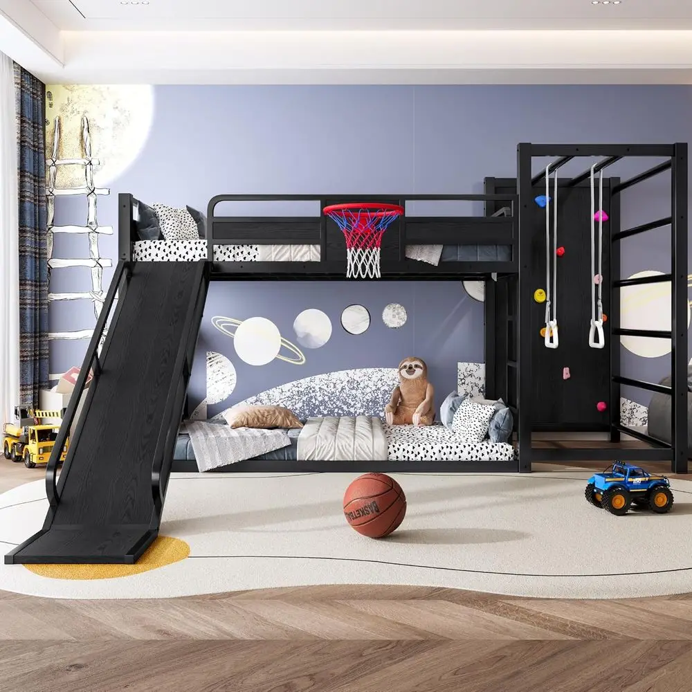 Twin Metal Bunk Bed with Baske - Bunk Bed With Stairs And Slide recension och pris
