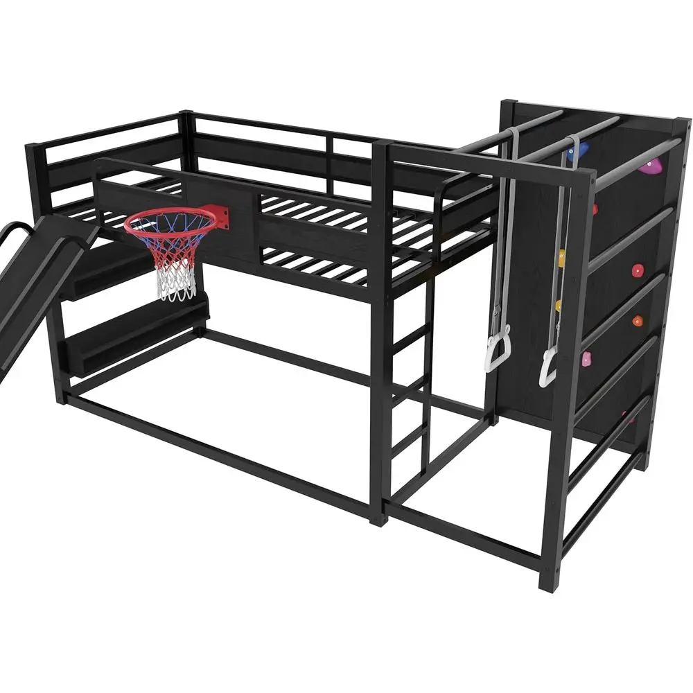 Twin Metal Bunk Bed with Baske - Bunk Bed With Stairs And Slide recension och pris