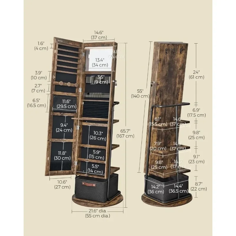 l 360° Swivel Mirrored Jewelry - Full Length Mirror Jewelry Armoire recension och pris