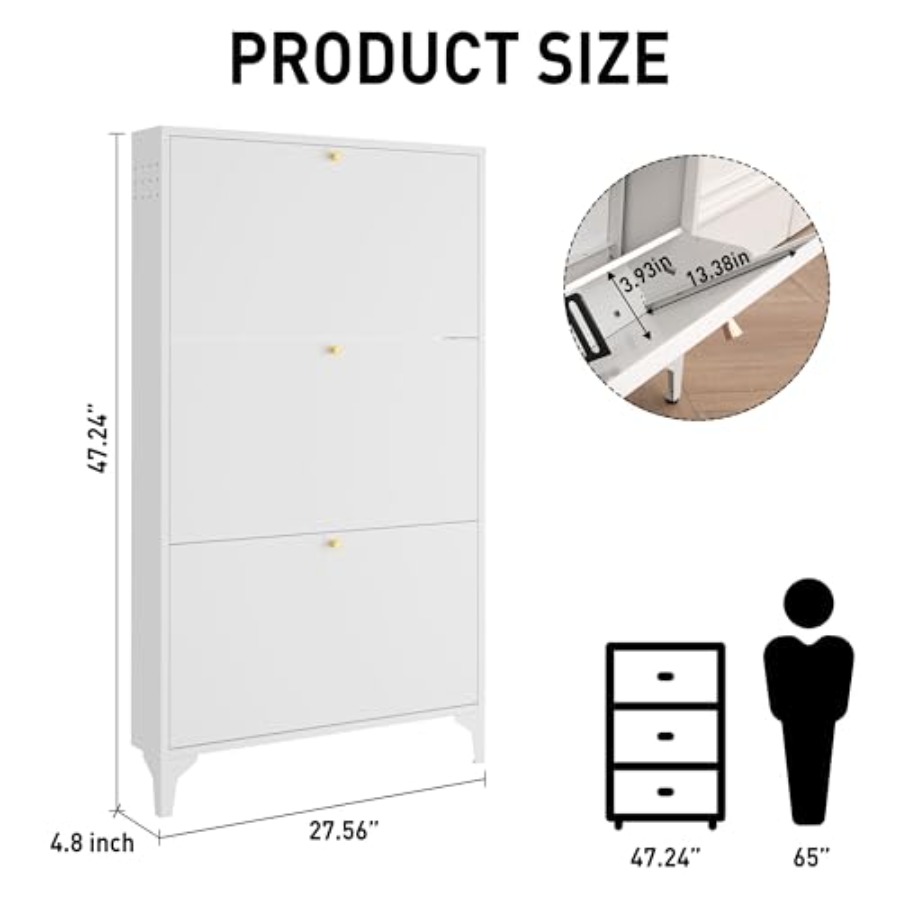 Freestanding Shoe Cabinet with - Shoe Rack Cabinet Narrow Entryway recension och pris
